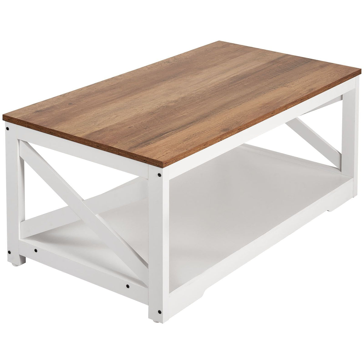 3 Pieces Farmhouse Coffee Table Sets, 40 in Industrial Coffee Table with 2 End Side Tables, Easy Assembly Coffee and End Tables Sets with Charging Station, for Office, Living Room & Apartment