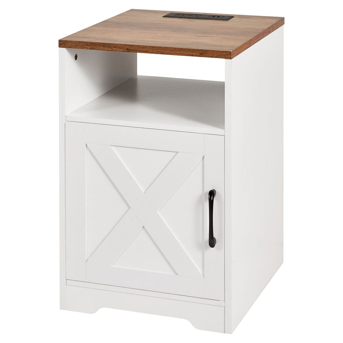 3 Pieces Farmhouse Coffee Table Sets, 40 in Industrial Coffee Table with 2 End Side Tables, Easy Assembly Coffee and End Tables Sets with Charging Station, for Office, Living Room & Apartment