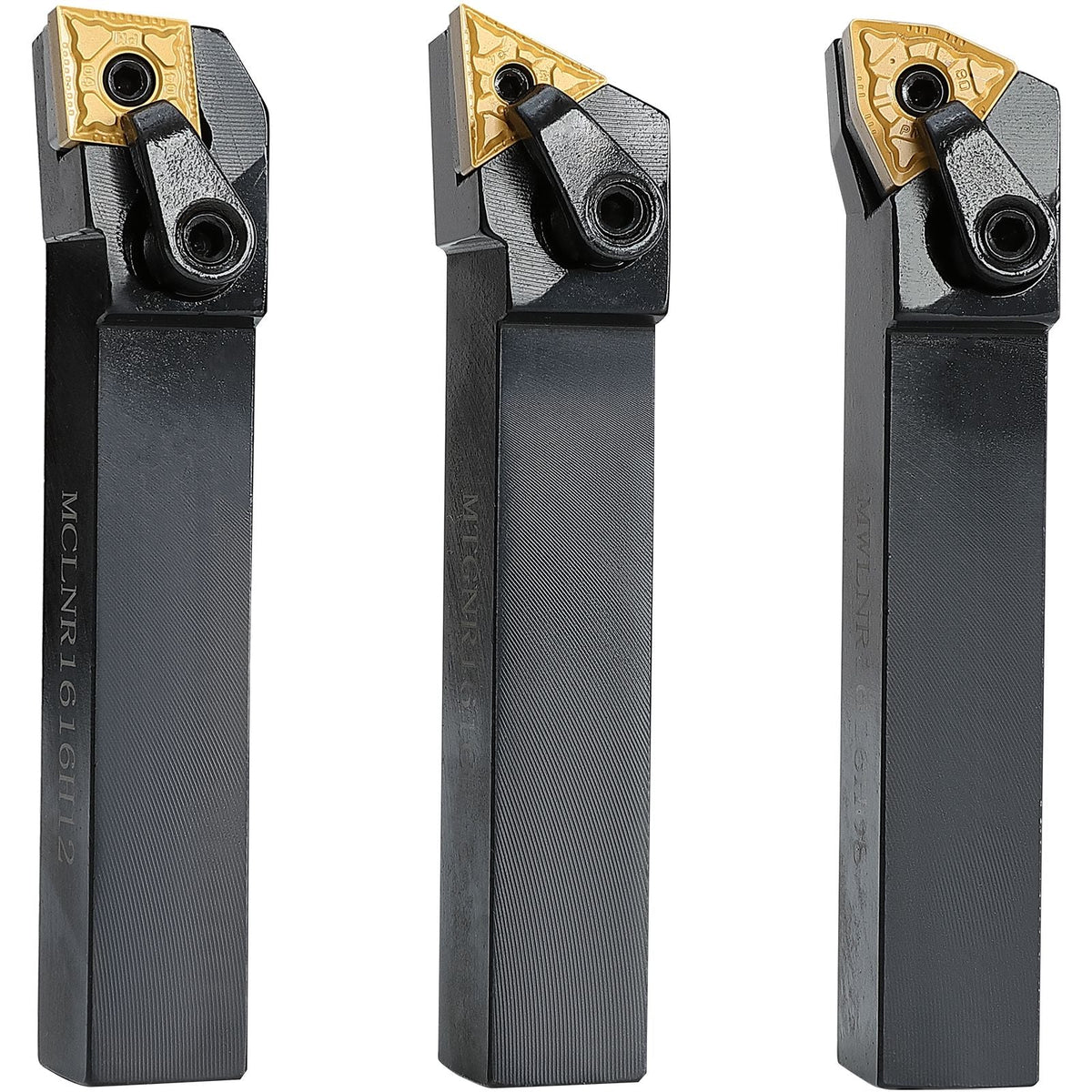 3 Pieces Indexable Lathe Turning Tool Holder, 5/8 in, CNC Heavy-Duty Metal Lathe Cutting Tools, with Tin Coated Carbide Inserts Aluminum Case, for Turning Grooving Threading Cut Off Holders Set