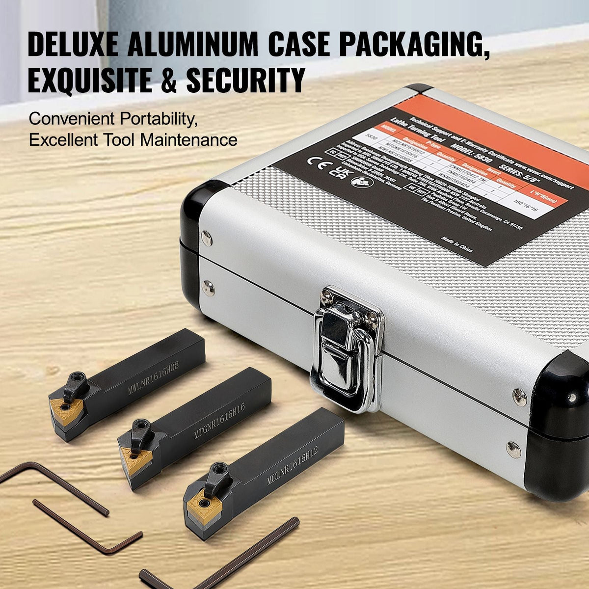 3 Pieces Indexable Lathe Turning Tool Holder, 5/8 in, CNC Heavy-Duty Metal Lathe Cutting Tools, with Tin Coated Carbide Inserts Aluminum Case, for Turning Grooving Threading Cut Off Holders Set