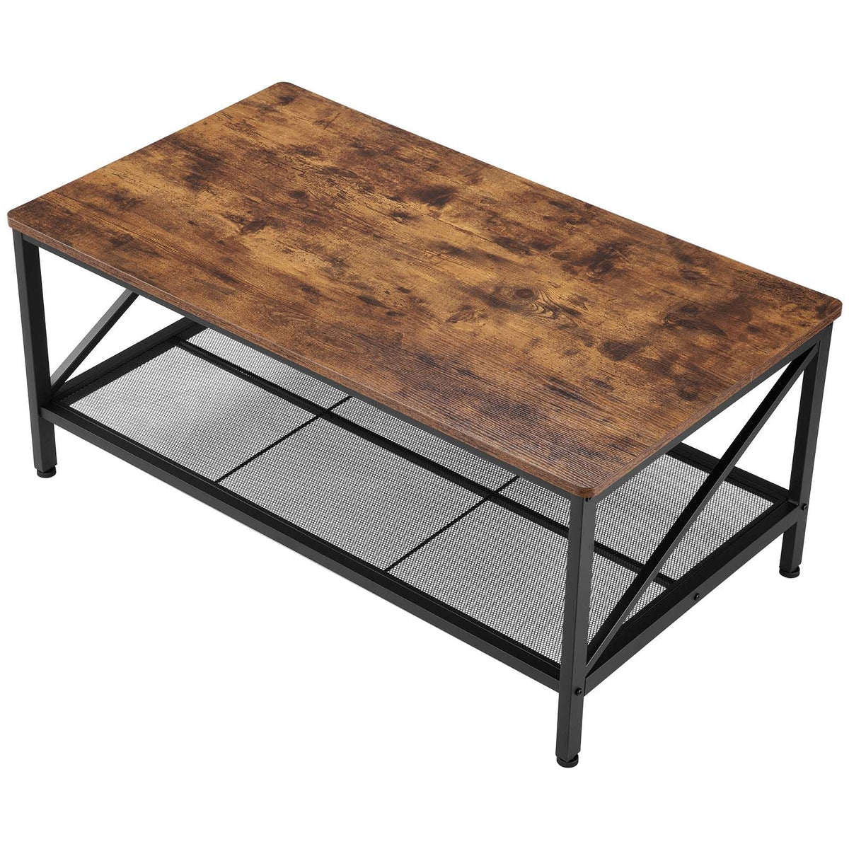 3 Pieces Living Room Table Sets, 41.3 in Industrial Coffee Table with 2 Square End Side Tables, Easy Assembly Coffee and End Tables Sets with Metal Legs, for Office, Living Room & Apartment
