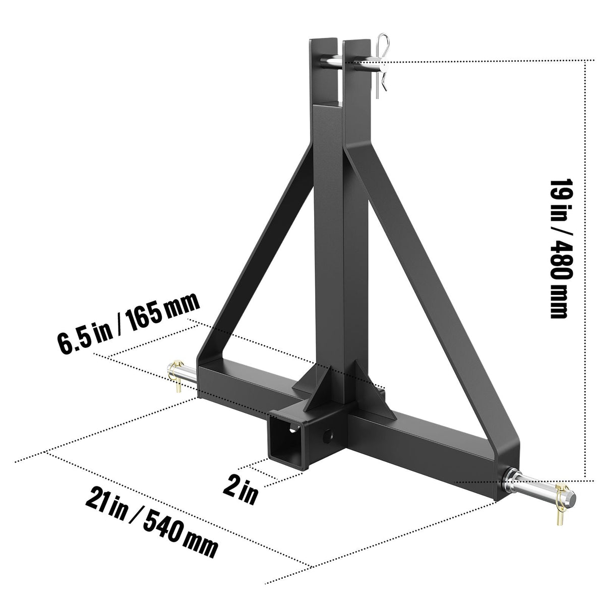 3 Point Hitch Receiver, 3 Point 2" Receiver Trailer Hitch Category 1 Tractor Tow Drawbar Adapter with Pins, Compatible with Kubota, Mahindra, Ford, Yanmar, John Deere, Massey Ferguson