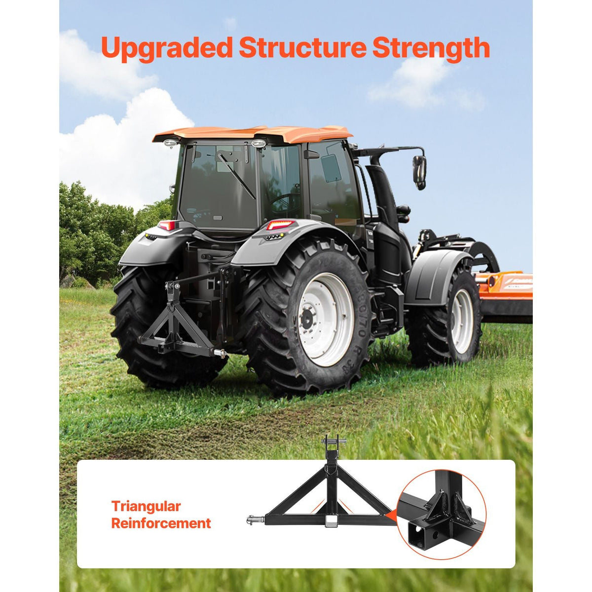 3 Point Hitch Receiver with 2 in Receiver, 3pt Quick Hitch Attachment, 3,000 lbs Capacity, Heavy Duty Tractor Tow Drawbar Adapter, Compatible with Kubota, Mahindra, John Deere, Massey Ferguson