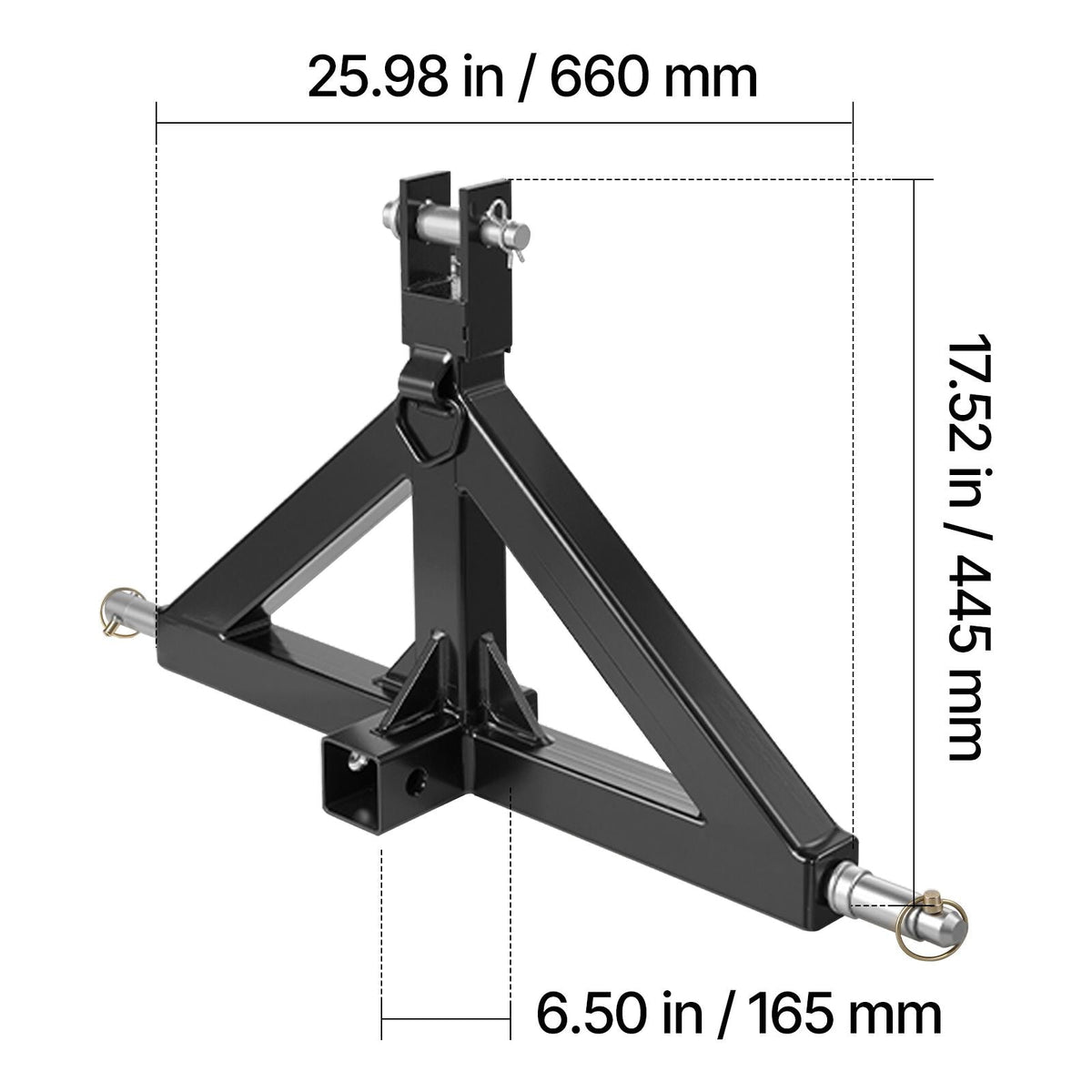 3 Point Hitch Receiver with 2 in Receiver, 3pt Quick Hitch Attachment, 3,000 lbs Capacity, Heavy Duty Tractor Tow Drawbar Adapter, Compatible with Kubota, Mahindra, John Deere, Massey Ferguson