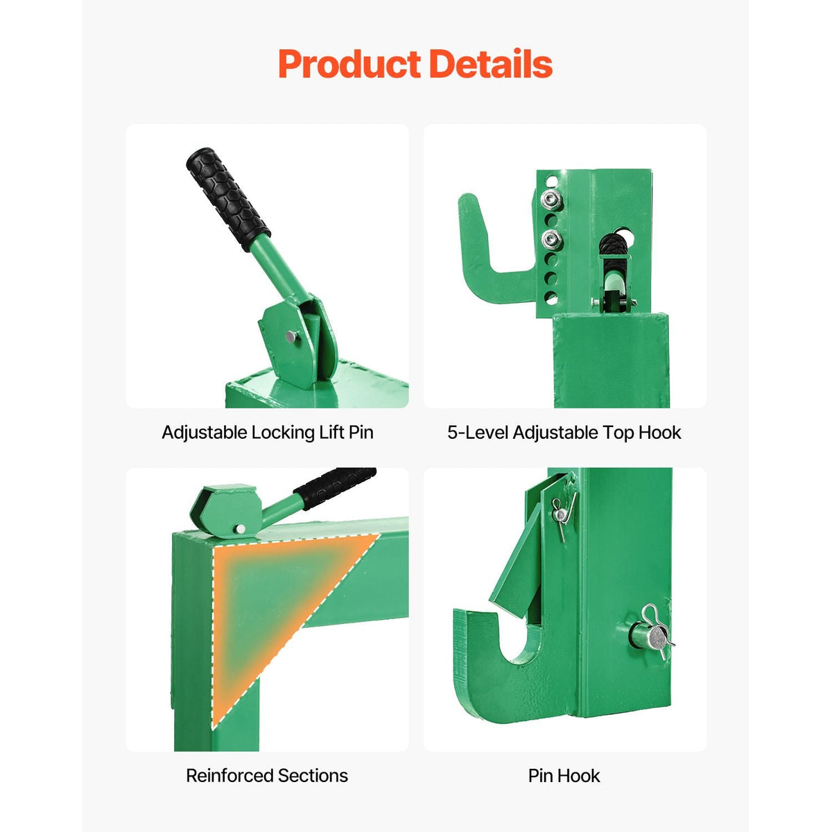 3-Point Quick Hitch, 4000 Lbs Lift Capacity, 3-Pt Trailer Hitch with 5 Level Adjustable Bolt, Adaptation to Category 2 Tractor, Heavy Duty 3 Point Attachments, Green