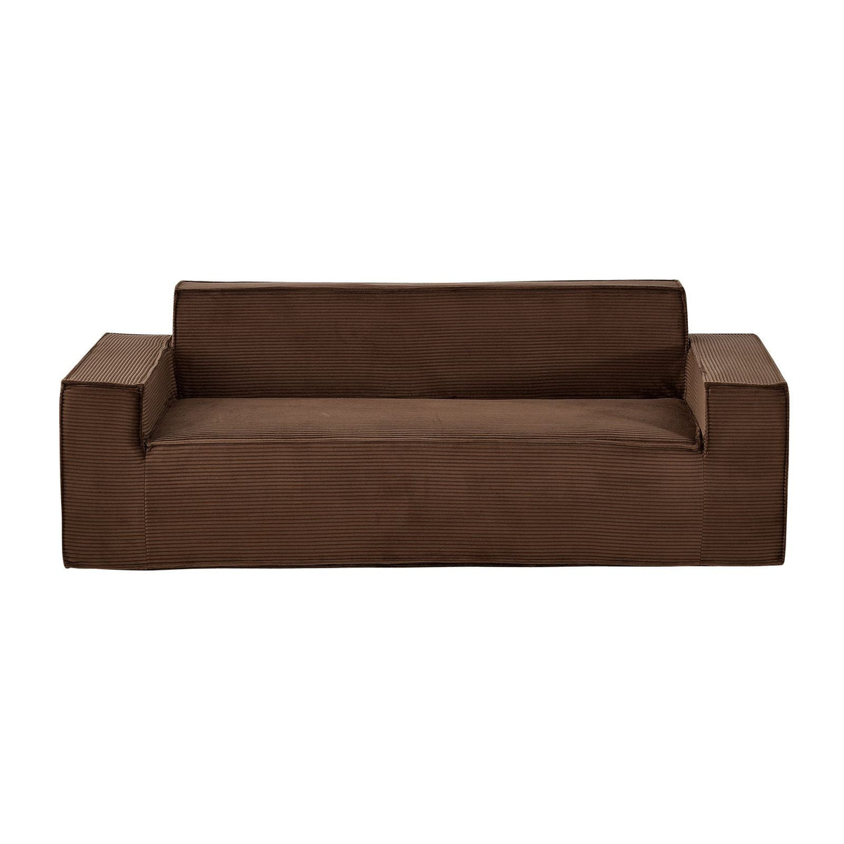 3-Seater Sofa in a Box, 83-Inch No Assembly Corduroy Couch with Memory Foam, Deep Seats for Living Room, Apartment, or Office, Brown