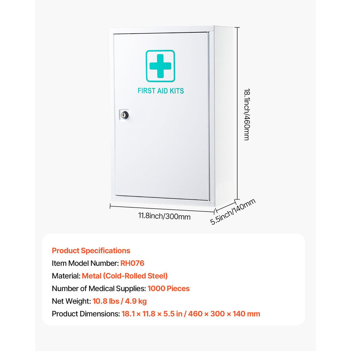 3-Shelf First Aid Cabinet, 1000 Pieces, Large Capacity First Aid Kit, Wall Mounted Medicine Cabinet, OSHA & ANSI 2015 (Class A), Industrial Emergency Metal Med Box, for Business and Worksite