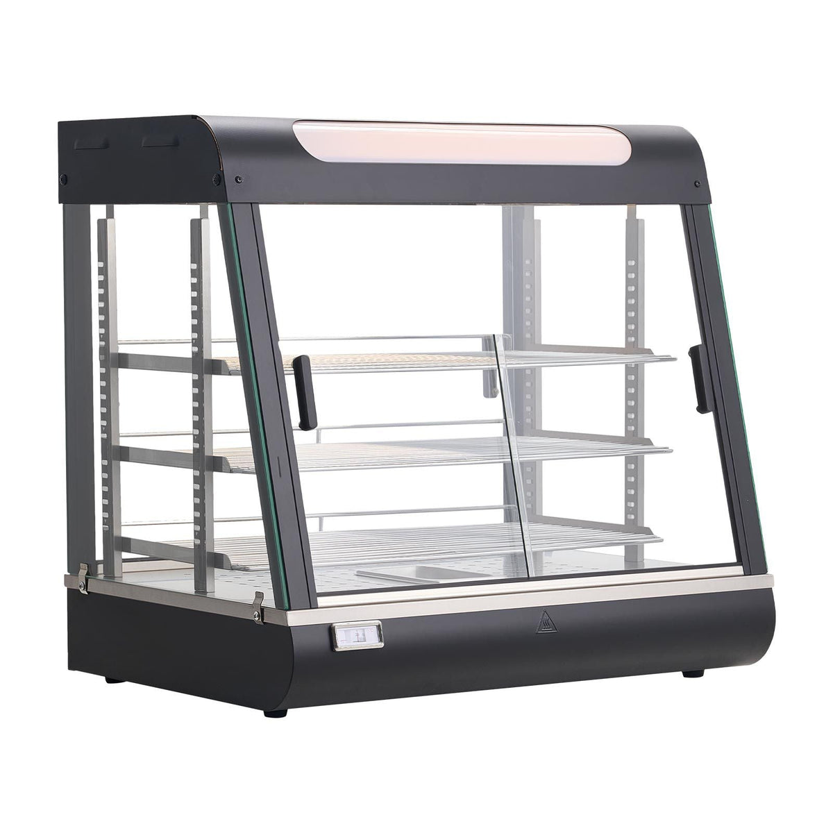 3-Tier Commercial Food Warmer Display, 1200W Food Display Warmer with LED Light, Top Storage and Adjustable Shelves, 86-185 Fahrenheit Steam Heating, 106Qt/100L for Hamburger, Pizza, Bread