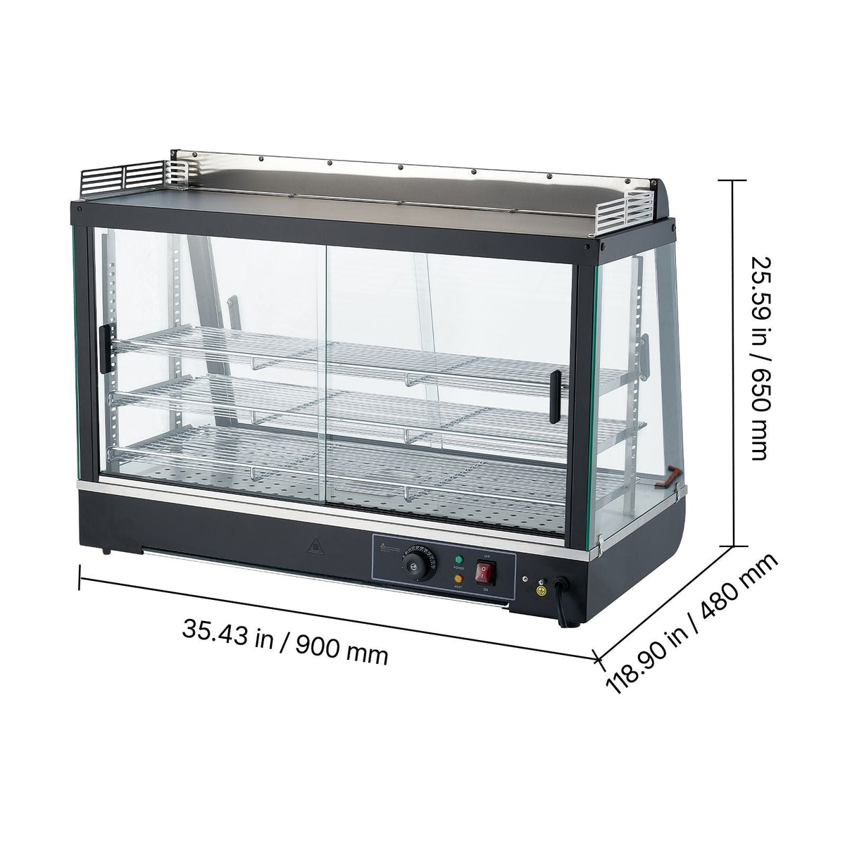 3-Tier Commercial Food Warmer Display, 1400W Food Display Warmer with LED Light, Top Storage and Adjustable Shelves, 86-185 F Steam Heating, 105L for Hamburger, Pizza, Bread, Fried Chicken