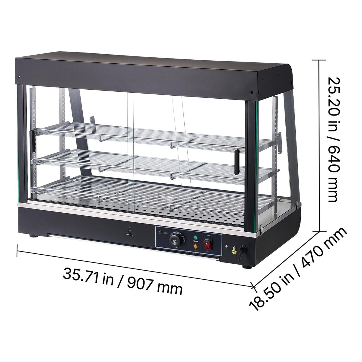 3-Tier Commercial Food Warmer Display, 1400W Food Display Warmer with LED Light, Top Storage and Adjustable Shelves, 86-185 Fahrenheit Steam Heating, 137Qt/130L for Hamburger, Pizza, Bread