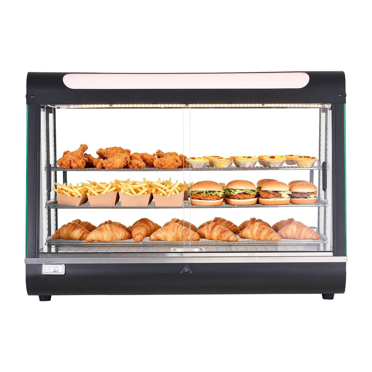 3-Tier Commercial Food Warmer Display, 1400W Food Display Warmer with LED Light, Top Storage and Adjustable Shelves, 86-185 Fahrenheit Steam Heating, 137Qt/130L for Hamburger, Pizza, Bread