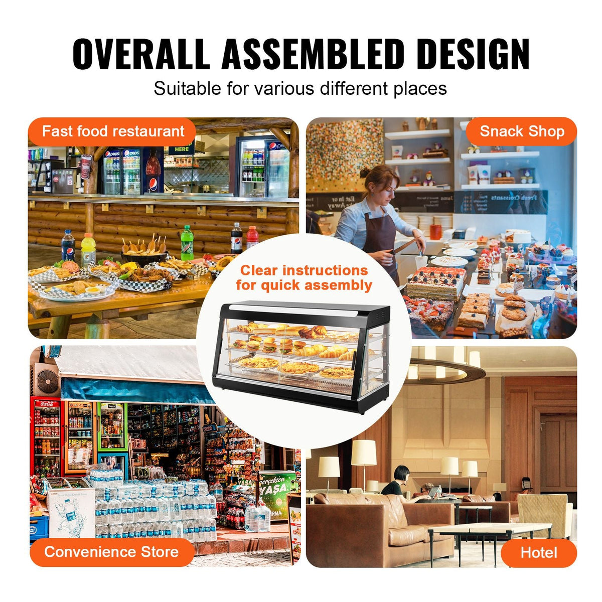 3-Tier Commercial Food Warmer Display, 1500W Food Display Warmer with Light, Adjustable Shelf and Temperature Display, 86-185 F Steam Heating, 180L for Hamburger, Pizza, Bread, Fried Chicken