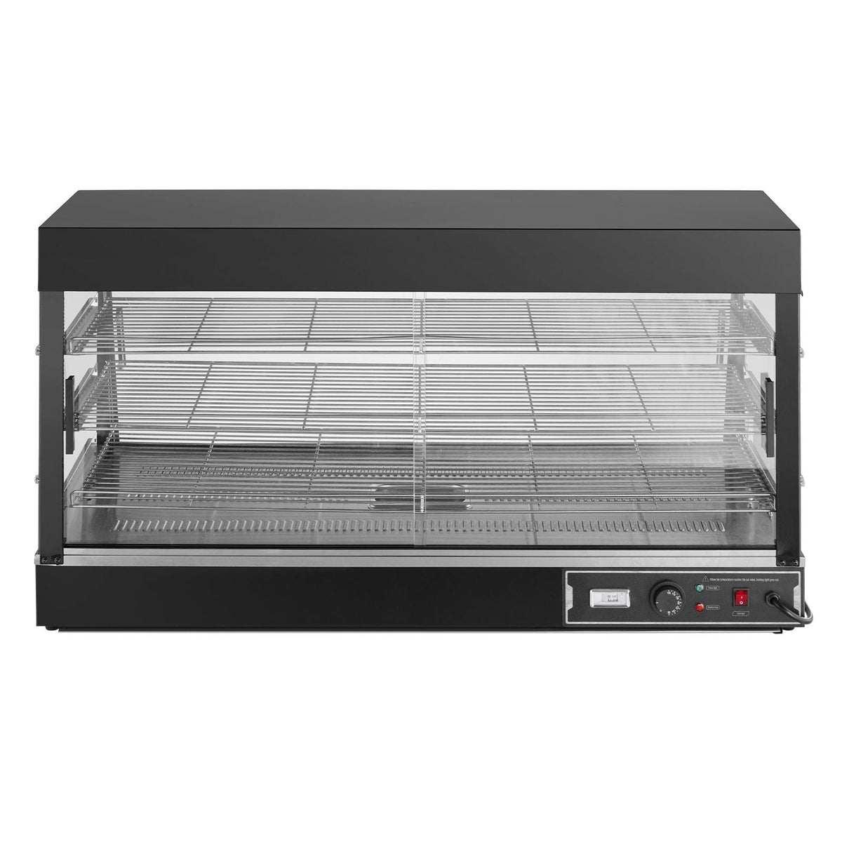 3-Tier Commercial Food Warmer Display, 1500W Food Display Warmer with Light, Adjustable Shelf and Temperature Display, 86-185 F Steam Heating, 180L for Hamburger, Pizza, Bread, Fried Chicken