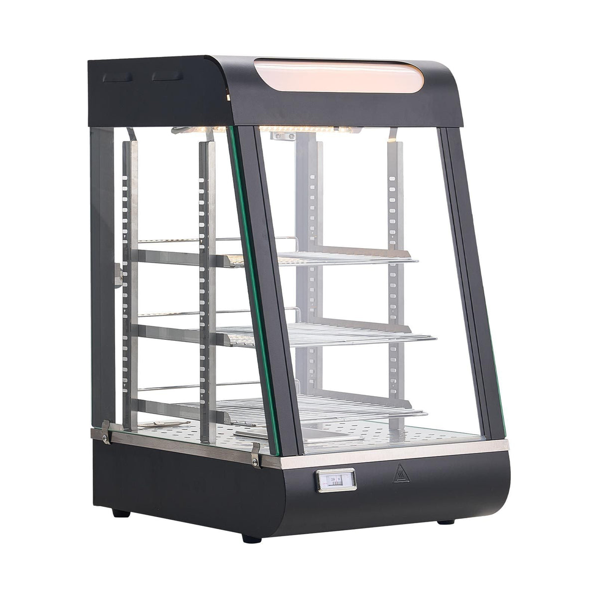 3-Tier Commercial Food Warmer Display, 800W Food Display Warmer with LED Light, Top Storage and Adjustable Shelves, 86-185 Fahrenheit Steam Heating, 60 Qt /57L for Hamburger, Pizza, Bread