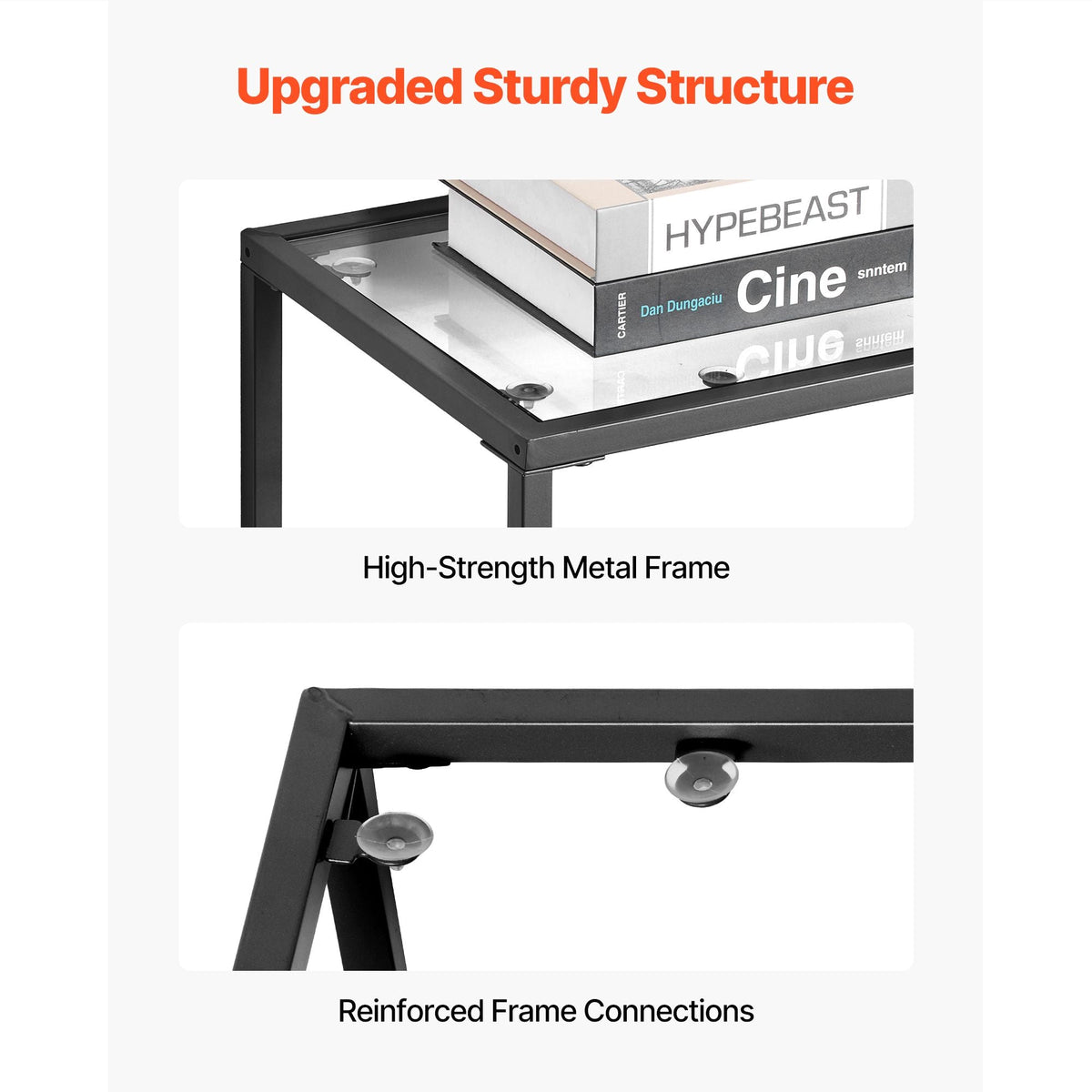 3-Tier Glass Console Table, Modern Rectangle Sofa Side Table with Tempered Glass Top and Iron Legs, Golden Consloe Desk with Anti-Tip Device for Living Room, Hallway, Entryway, Foyer, Black