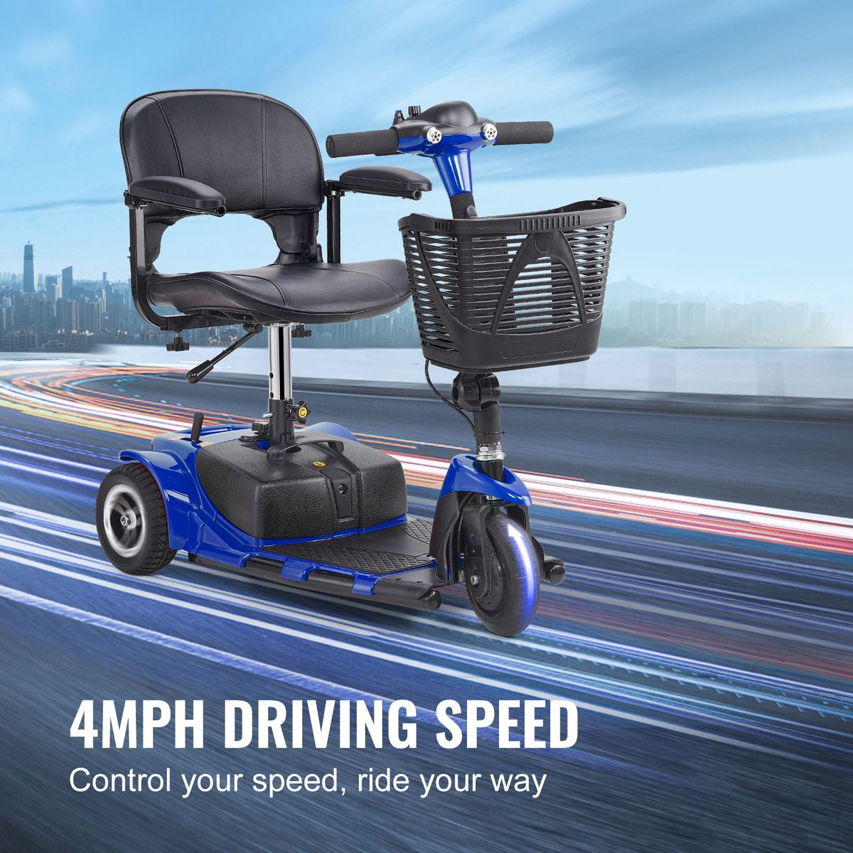 3 Wheel Folding Mobility Scooter for Adults & Seniors, Heavy-Duty Electric Powered Mobility Scooter & 12 Mile Long Range, All Terrain Travel Wheelchair with 9° Climbing Capacity, 265lb Capacity