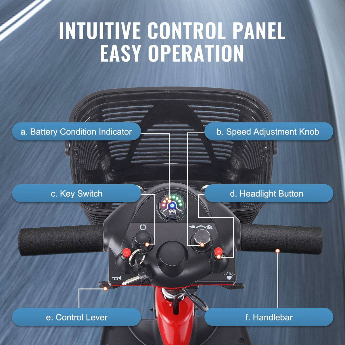 3 Wheel Folding Mobility Scooter for Adults & Seniors, Heavy-Duty Electric Powered Mobility Scooter & 12 Mile Long Range, All Terrain Travel Wheelchair with 9° Climbing Capacity, 265lb Capacity