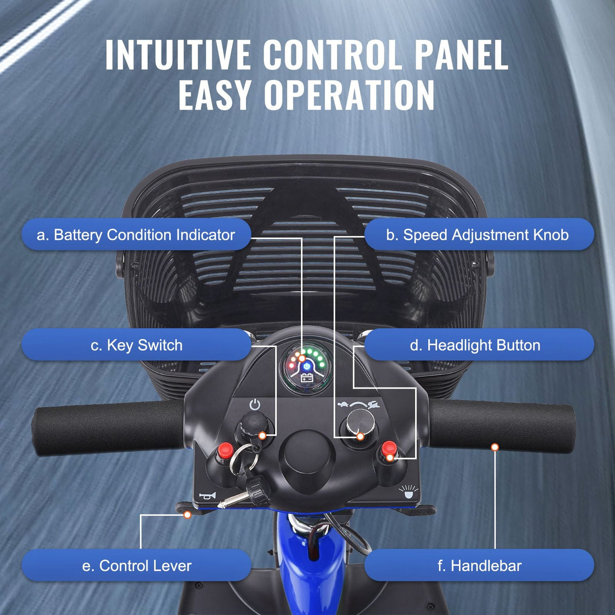 3 Wheel Folding Mobility Scooter for Adults & Seniors, Heavy-Duty Electric Powered Mobility Scooter & 12 Mile Long Range, All Terrain Travel Wheelchair with 9° Climbing Capacity, 265lb Capacity