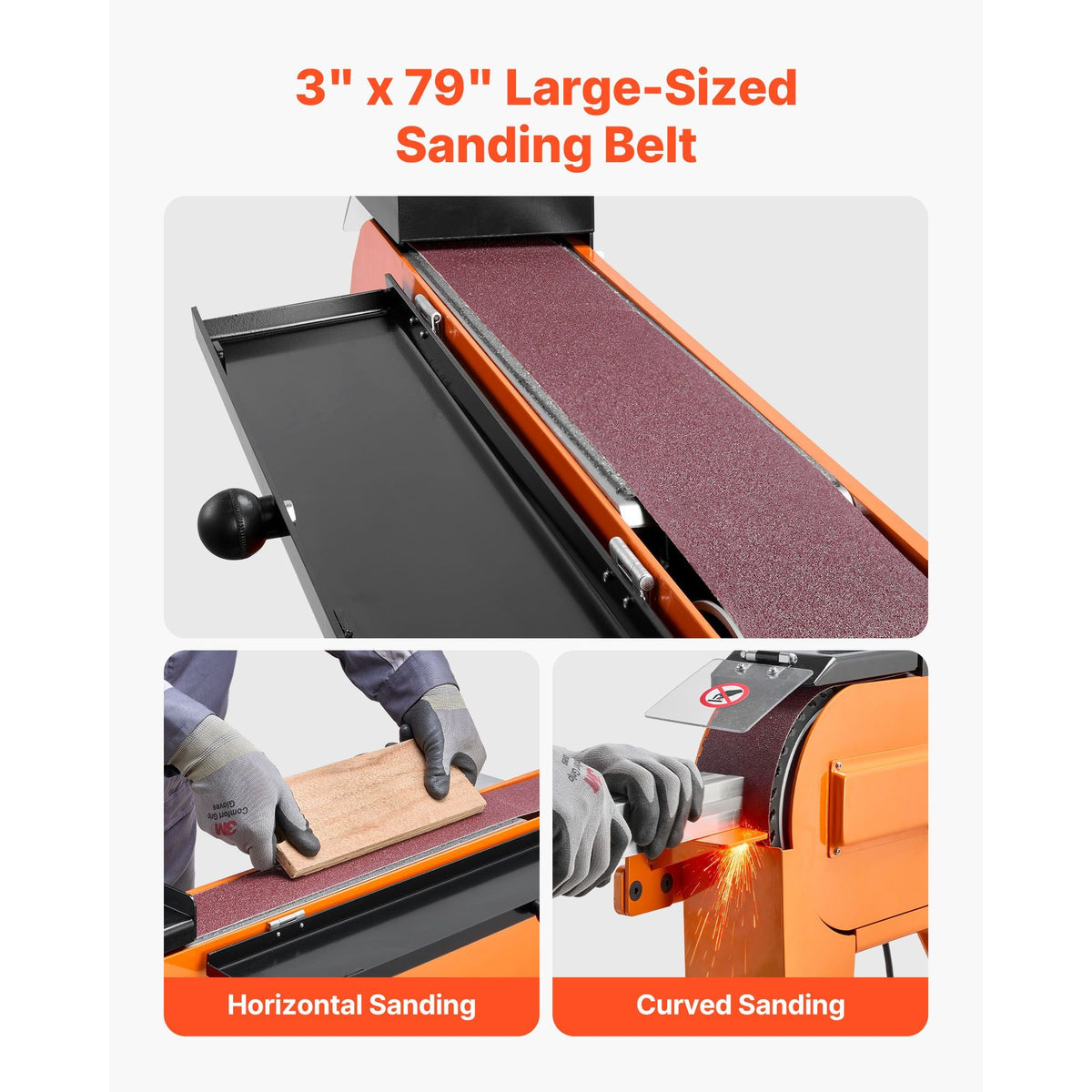 3" x 79" Belt Grinder Sander, 2200W 1000RPM Industrial-Grade Grinding Sanding Machine with 0° - 45° Adjustable Angle & Dust Collection Port for Professional Woodworking Metalworking, 230V