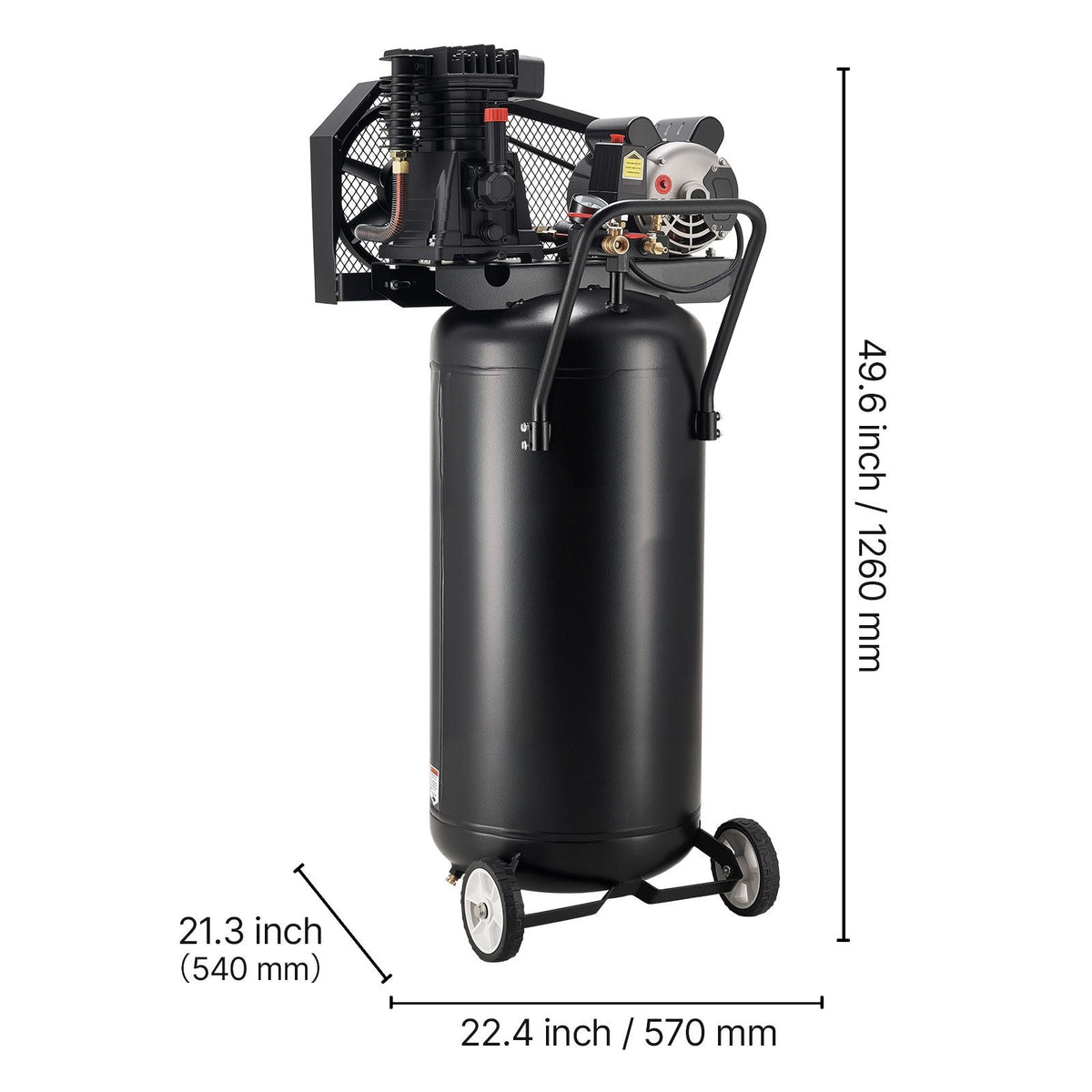 30-Gallon Air Compressor, 2HP 5.3SCFM at 90PSI, Max 125PSI Pressure Oil-Lubricated Air Compressor Tank, Portable on Wheels for Auto Repair, Tire Inflation, Spray Painting, Woodwork Nailing, 120V