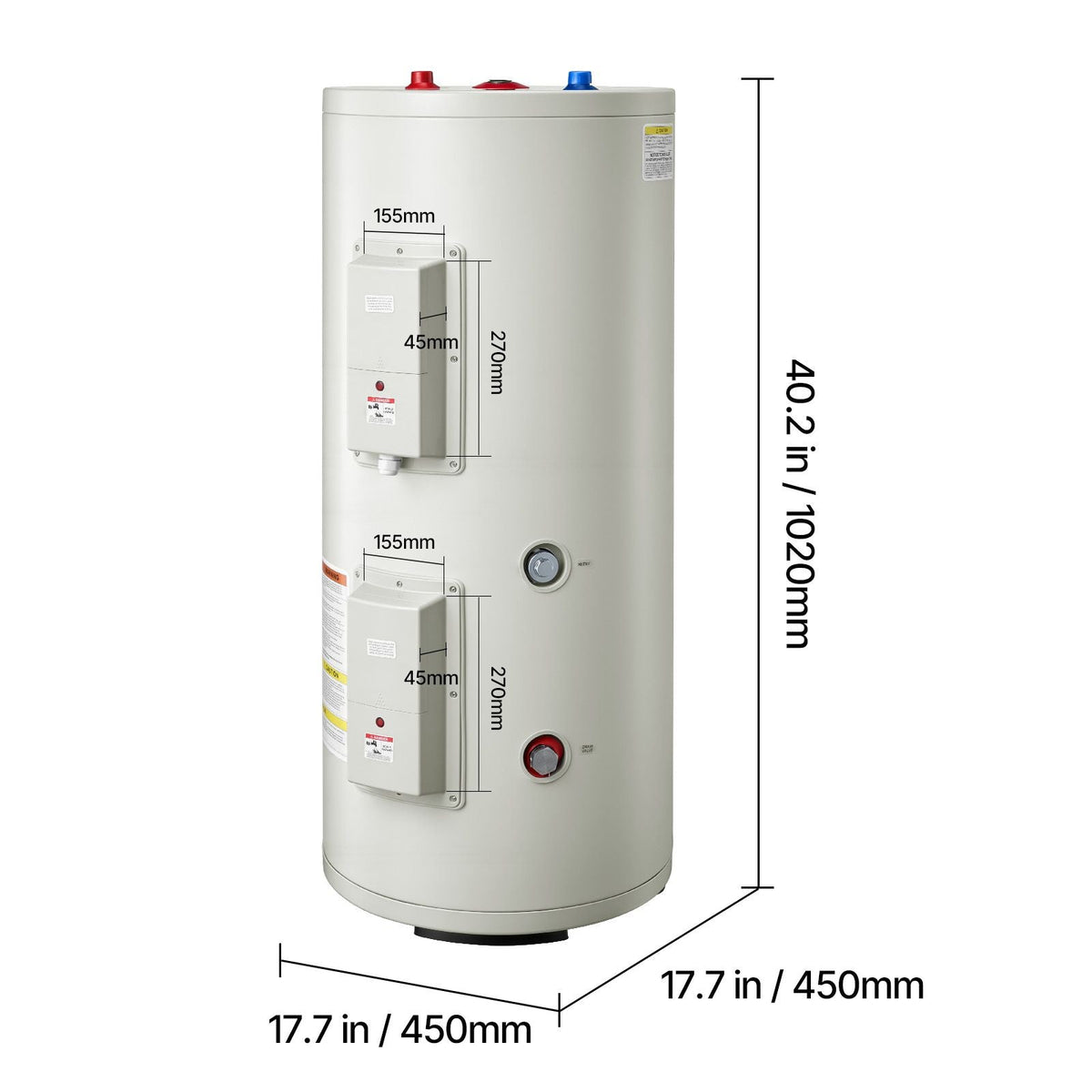 30 Gallon Electric Tank Water Heater, 5000W Point-of-Use Hot Water Heater with LED Display, Knob Control, Top Outlet, 240V with T&P Valve for Large Families, Small Commercial Spaces, Gray