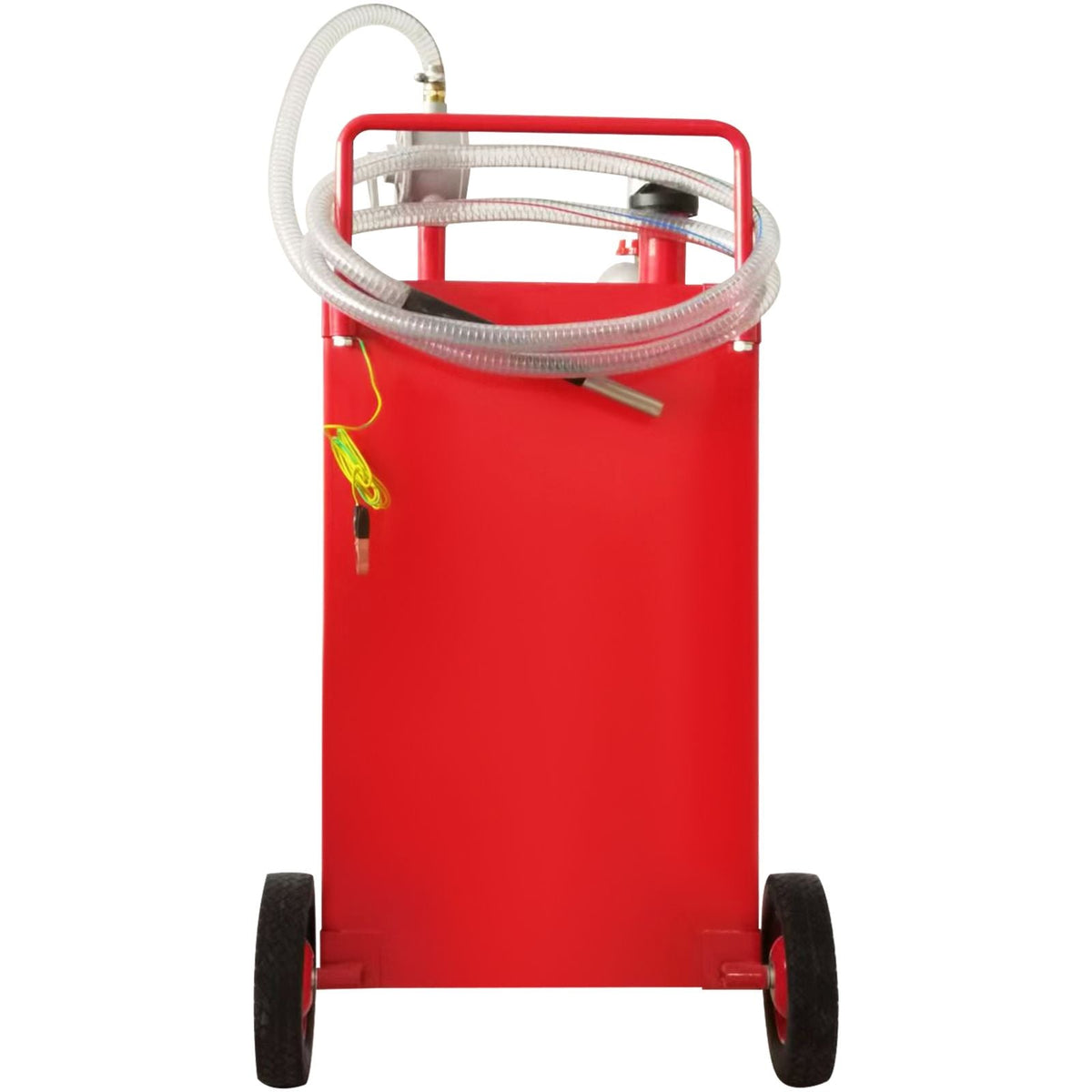 30 Gallon Fuel Caddy, Gas Storage Tank & 4 Wheels, with Manuel Transfer Pump, Gasoline Diesel Fuel Container for Cars, Lawn Mowers, ATVs, Boats, More, Red