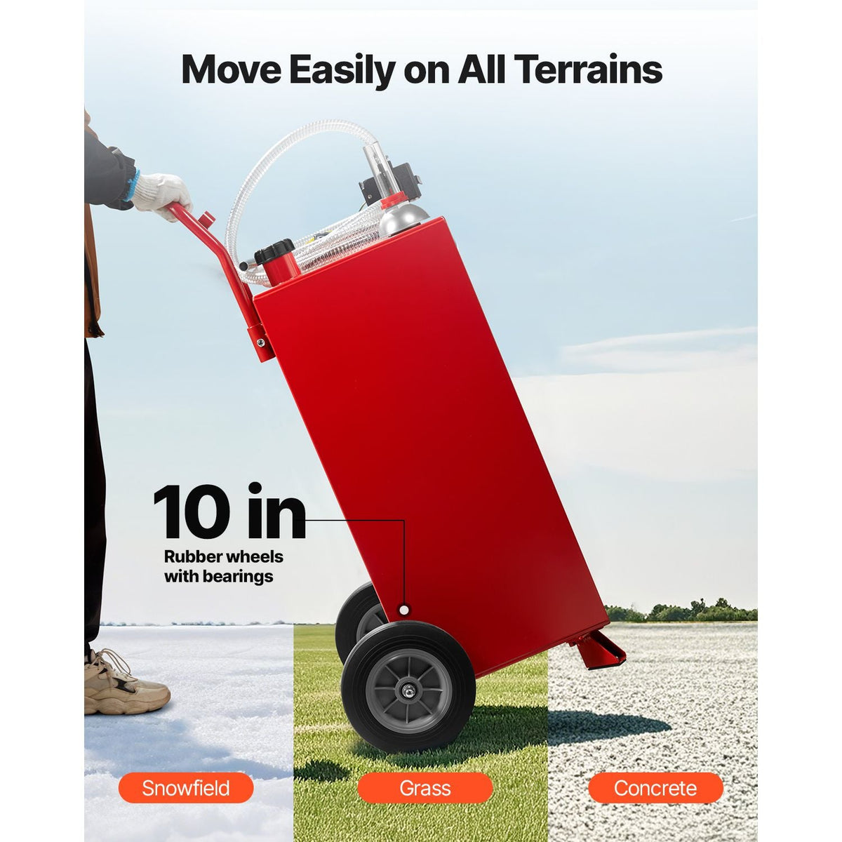 30 Gallon Gas Caddy, Max Flow 32L/min, Diesel Tank with Electric Pump, Diesel Storage Tank with 2 Wheels & 10 ft Hose, Gas Container for ATV, Car, Mowers, Boat, Motorcycle, and More, Red