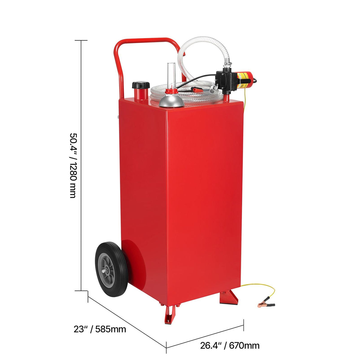 30 Gallon Gas Caddy, Max Flow 32L/min, Diesel Tank with Electric Pump, Diesel Storage Tank with 2 Wheels & 10 ft Hose, Gas Container for ATV, Car, Mowers, Boat, Motorcycle, and More, Red