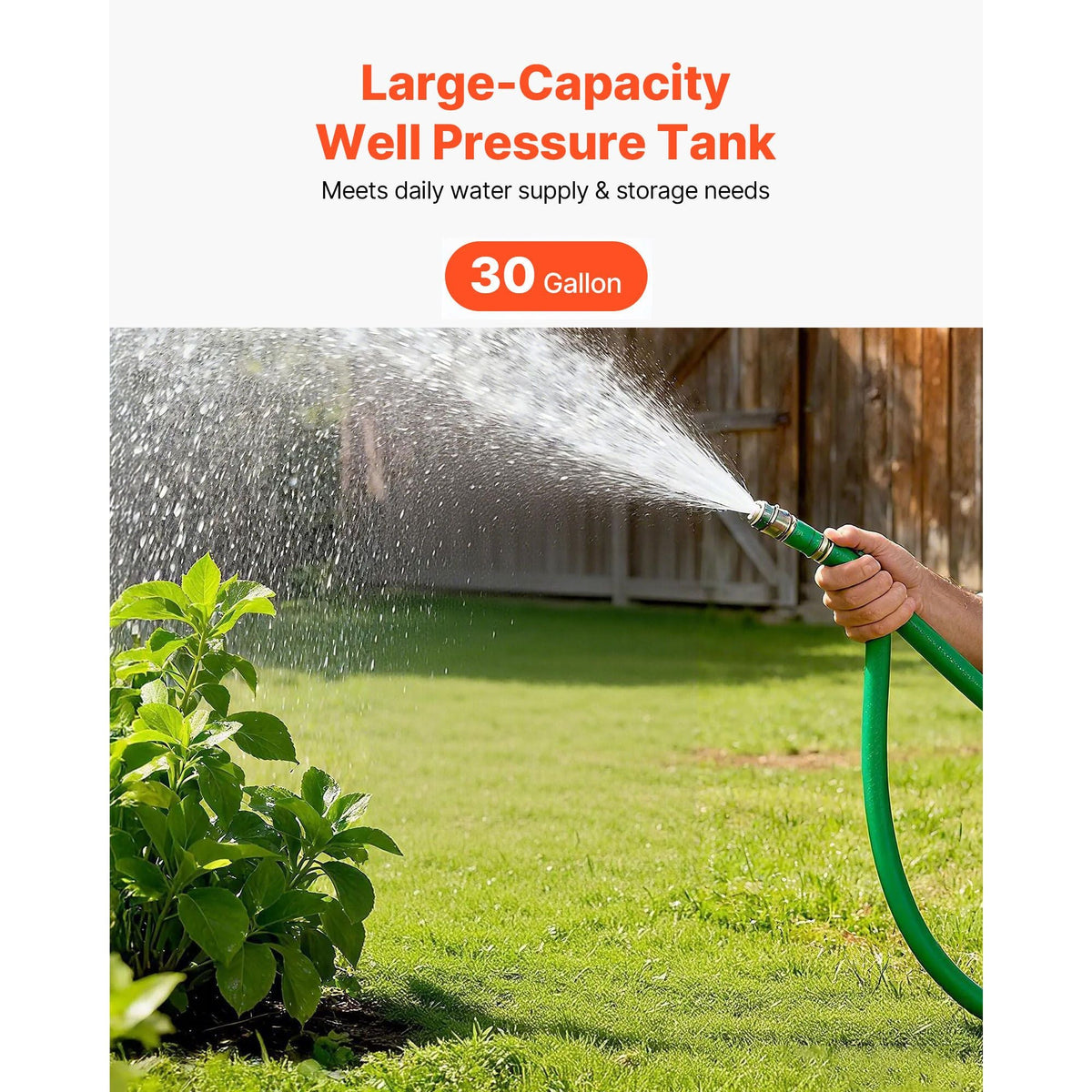 30-Gallon Vertical Well Pressure Tank, Pre-Charged Pressurized Water Tank for Well Pumps, Heavy-Duty Carbon Steel Water Storage Container for Home, School, Farm & Irrigation Systems