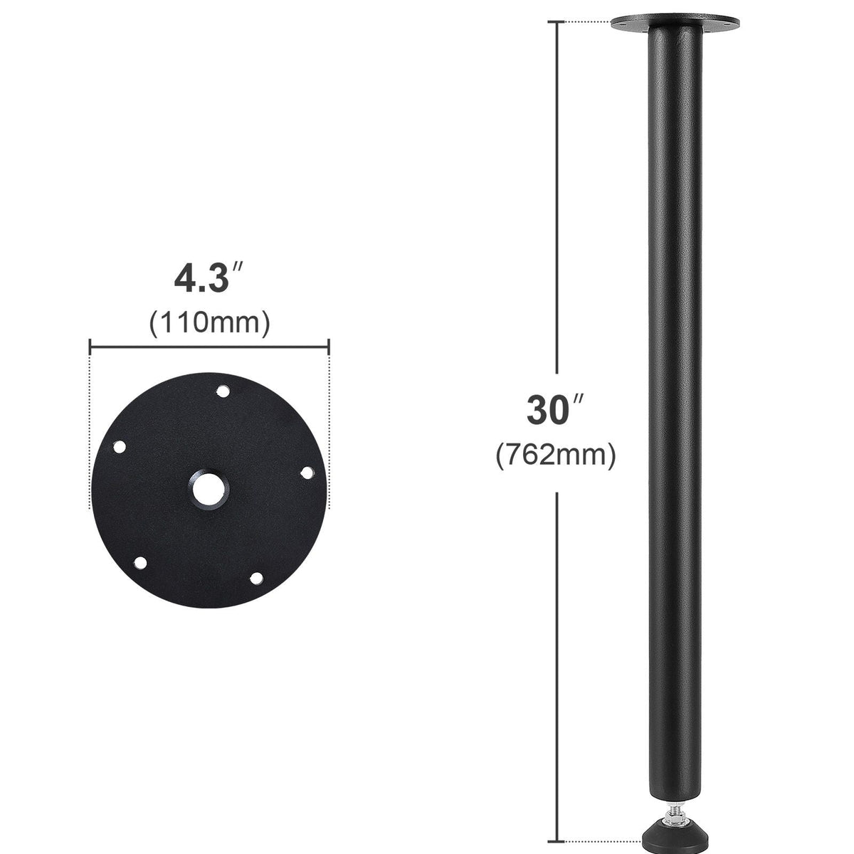 30 Inch Adjustable Desk Legs, Reinforced Steel Office Table Furniture legs Set of 4 for DIY, 1200 lbs Load Capacity Heavy Duty Desk Legs, Quick Instalation Legs with Adjustable Foot Cup Black