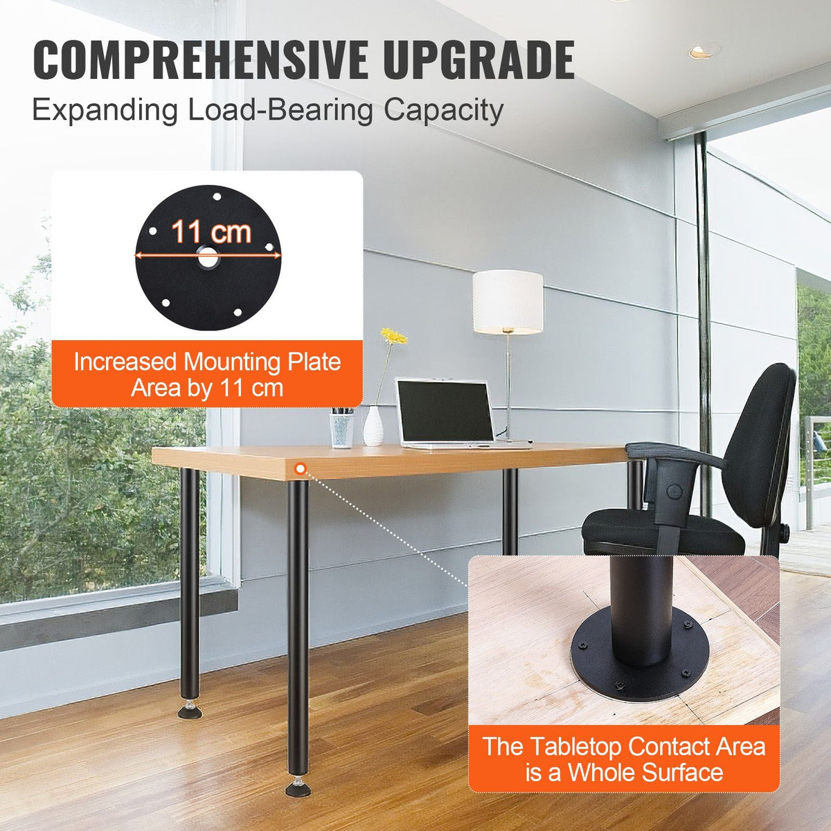 30 Inch Adjustable Desk Legs, Reinforced Steel Office Table Furniture legs Set of 4 for DIY, 1200 lbs Load Capacity Heavy Duty Desk Legs, Quick Instalation Legs with Adjustable Foot Cup Black