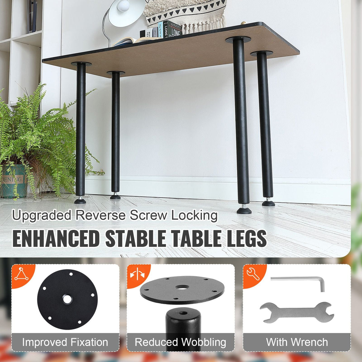 30 Inch Adjustable Desk Legs, Reinforced Steel Office Table Furniture legs Set of 4 for DIY, 1200 lbs Load Capacity Heavy Duty Desk Legs, Quick Instalation Legs with Adjustable Foot Cup Black