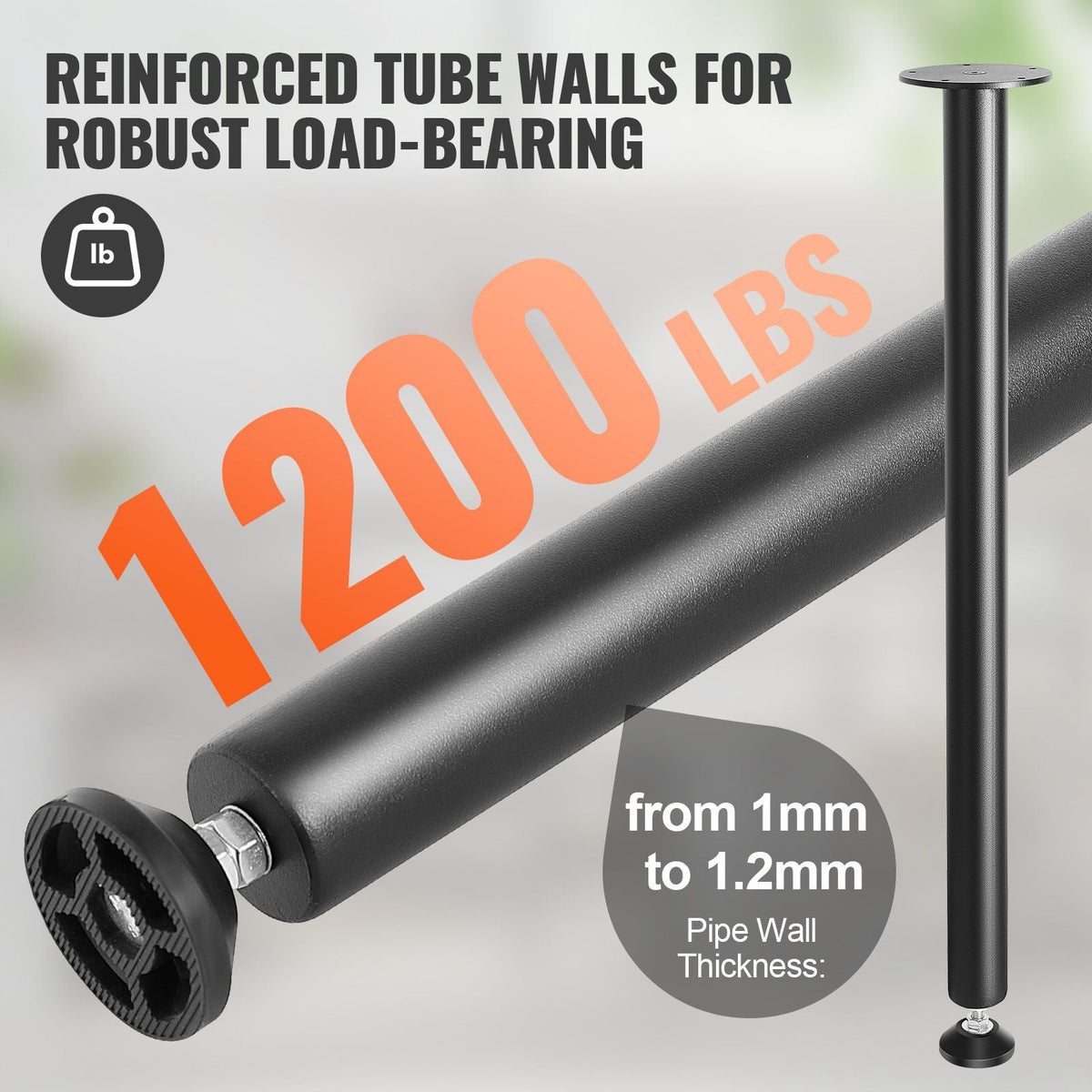 30 Inch Adjustable Desk Legs, Reinforced Steel Office Table Furniture legs Set of 4 for DIY, 1200 lbs Load Capacity Heavy Duty Desk Legs, Quick Instalation Legs with Adjustable Foot Cup Black
