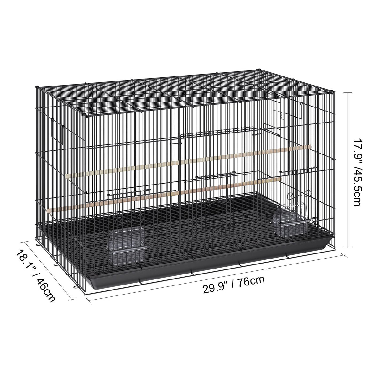 30 inch Bird Cage, Metal Large Parakeet Cages for Cockatiels Small Parrot Budgies Lovebirds Canaries, Pet Bird Cage with Rolling Stand and Tray