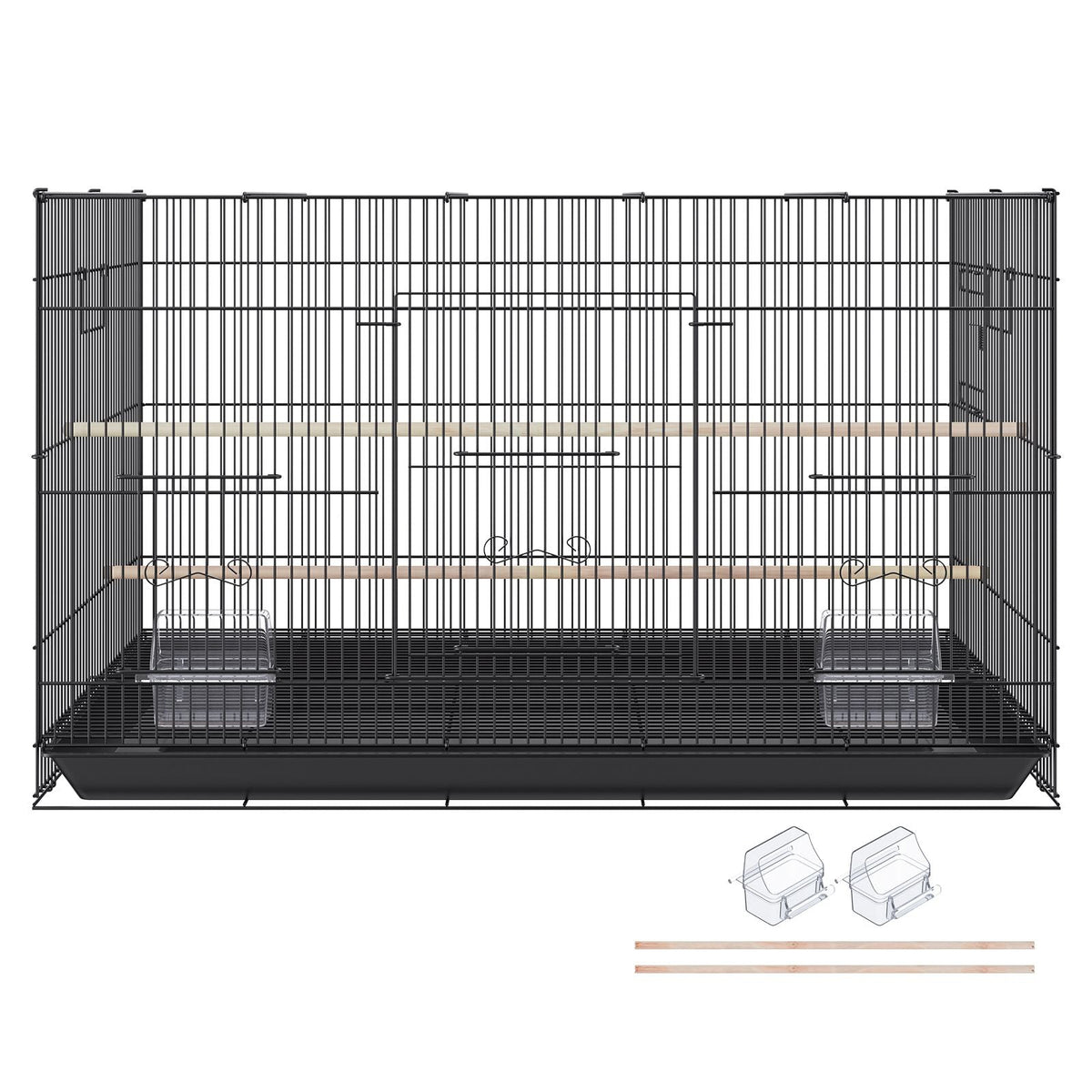 30 inch Bird Cage, Metal Large Parakeet Cages for Cockatiels Small Parrot Budgies Lovebirds Canaries, Pet Bird Cage with Rolling Stand and Tray