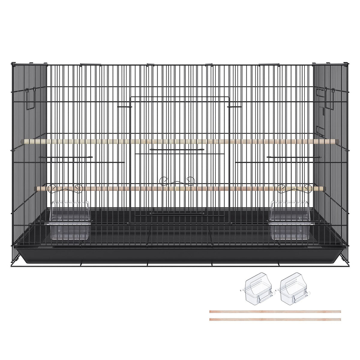 30 inch Bird Cage, Metal Large Parakeet Cages for Cockatiels Small Parrot Budgies Lovebirds Canaries, Pet Bird Cage with Rolling Stand and Tray