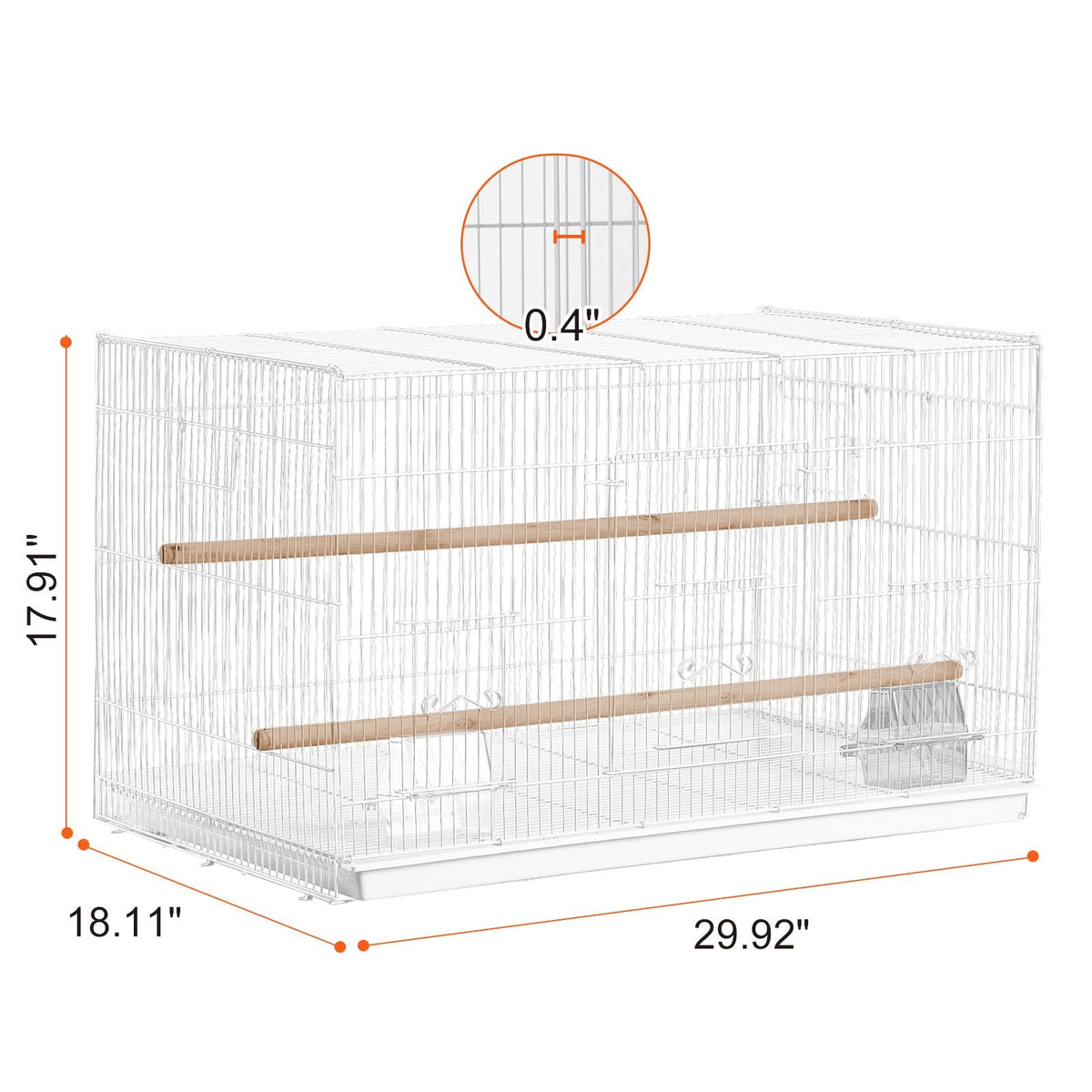 30-inch Flight Bird Cage, Stackable Bird Cage for Small Parrots Canaries Cockatiels Lovebirds Finches Budgies Conures Macaws Pet Travel Birdcage with Handle and Perches