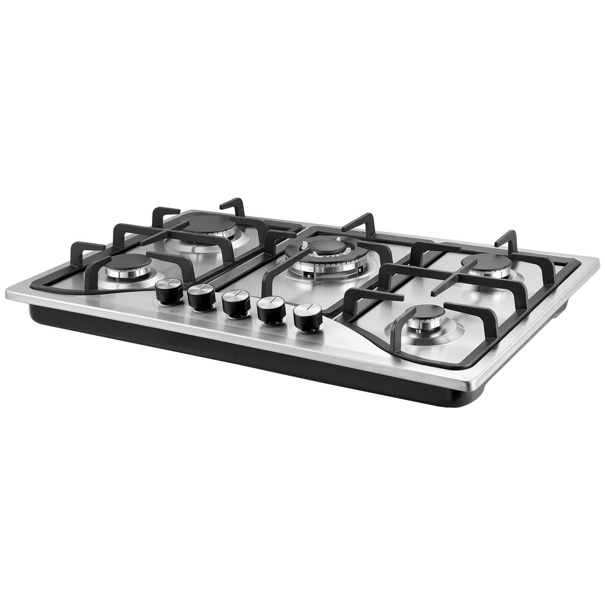 30-inch Gas Cooktop, 5 Burners Built-in Gas Stove Top, Max 12250BTU NG/LPG Convertible Stainless Steel Natural Gas Hob, with Thermocouple Protection for Camping, RV, Apartment