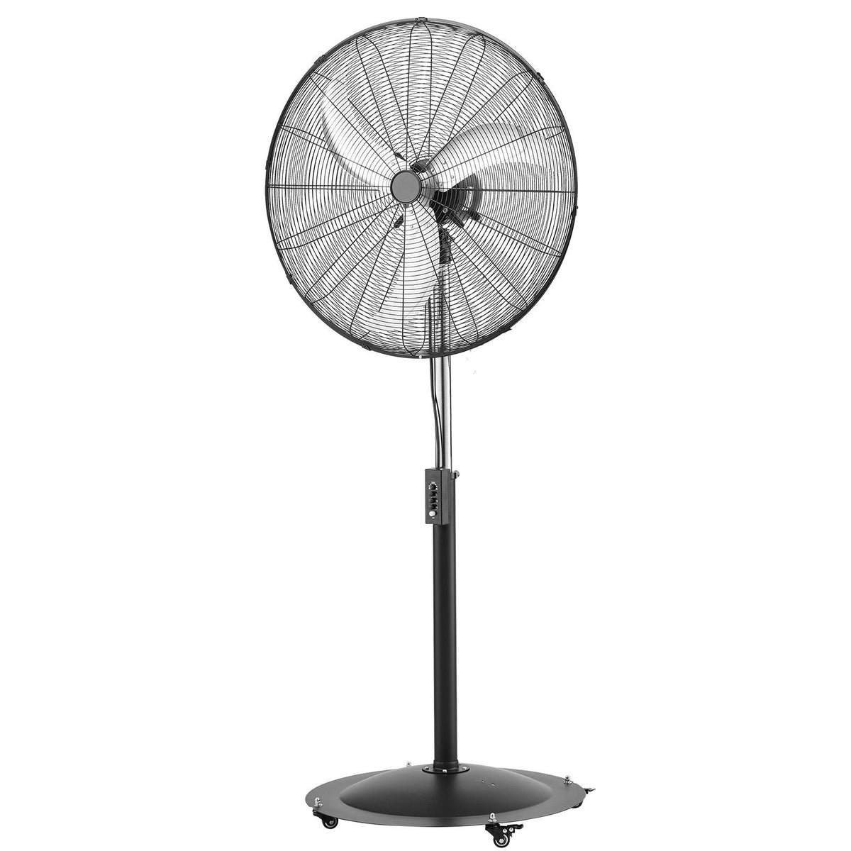 30-Inch High Velocity Pedestal Fan, 9100 CFM Industrial Standing Floor Fan with 85° Oscillating, 3-Speed Adjustable Height, IP44 Waterproof, Carbon Steel for Commercial, Garage, Workshop, Black