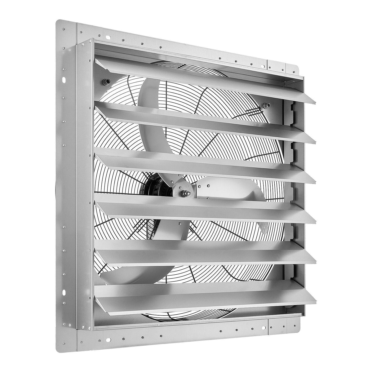 30 Inch Shutter Exhaust Fan Wall Mounted Automatic Louvers Silver, Sturdy Steel Housing, Low Noise, AC Motor, 8099 CFM Ventilation and Cooling for Attic, Garage, Barn, Greenhouse, Workshop