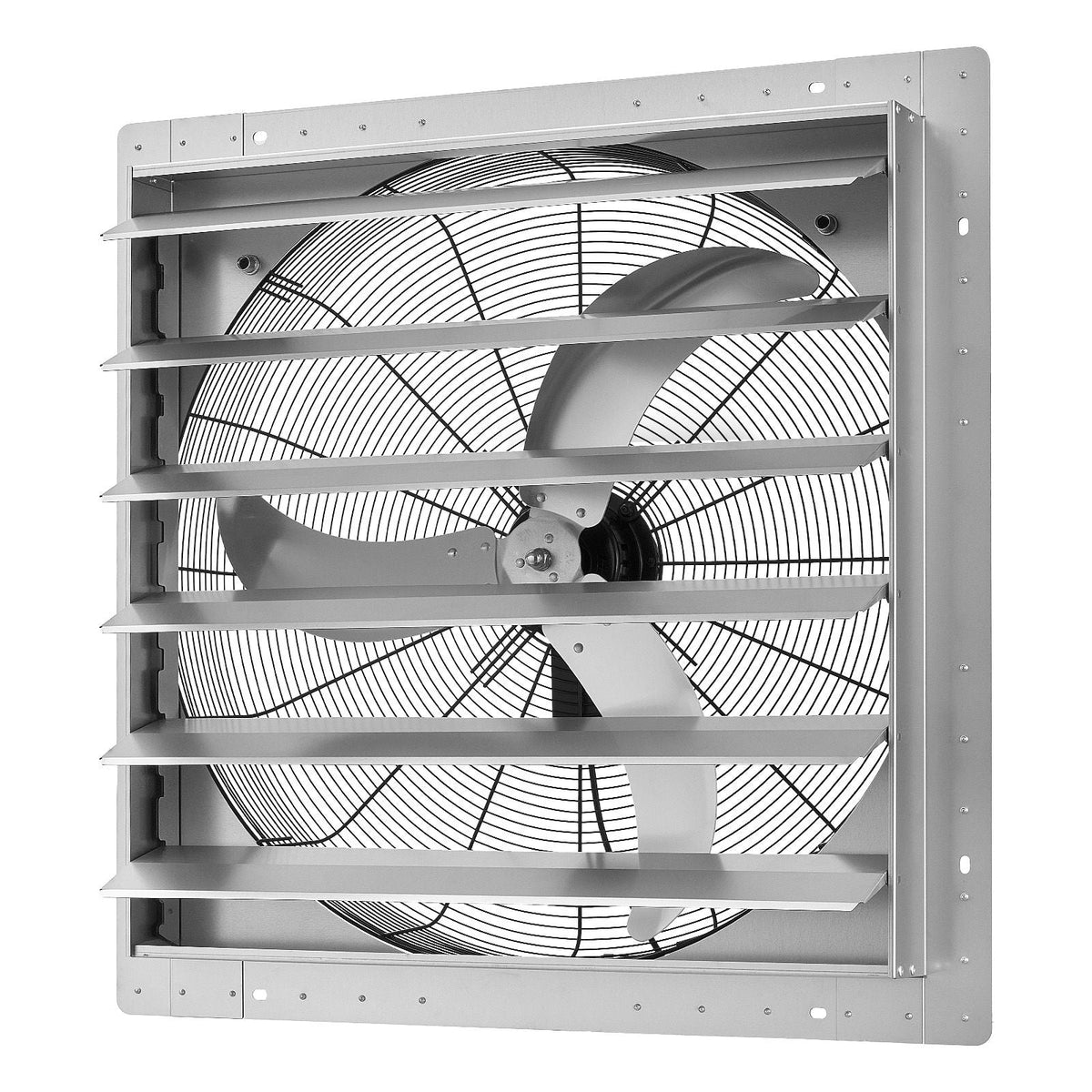 30 Inch Shutter Exhaust Fan Wall Mounted Automatic Louvers Silver, Sturdy Steel Housing, Low Noise, AC Motor, 8099 CFM Ventilation and Cooling for Attic, Garage, Barn, Greenhouse, Workshop