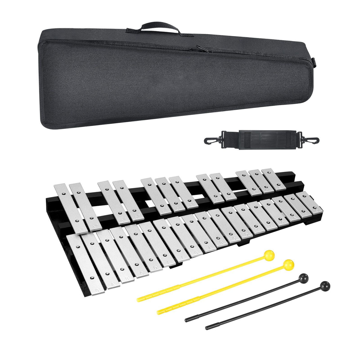 30 Note Glockenspiel Xylophone Bell Kit, Percussion Instrument with Mallets, Drum Sticks and Carrying Bag, Professional Glockenspiel Xylophone Percussion Instrument Set for Students & Adults
