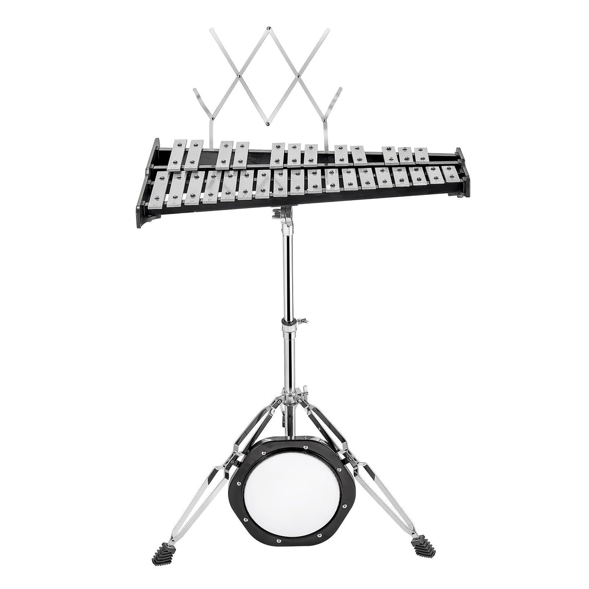 30 Note Glockenspiel Xylophone Bell Kit, Professional Percussion Instrument Set with Mallets, Drum Sticks, Music Stand, 8" Practice Pad, Adjustable Stand and Carrying Bag for Students & Adults