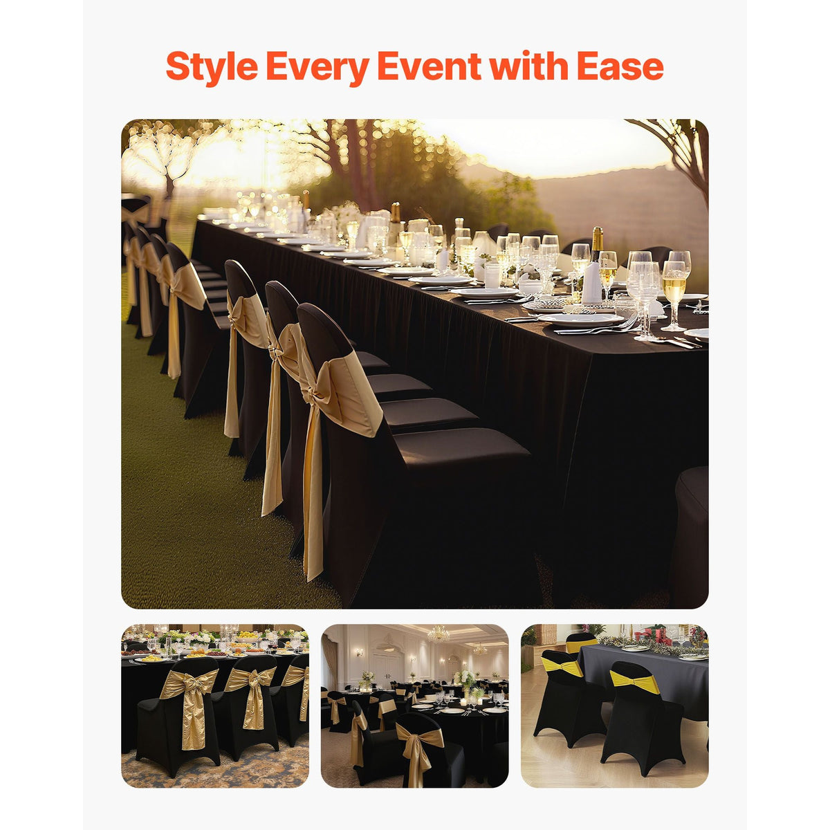 30 Pcs Black Chair Covers, Polyester Spandex Chair Cover, Stretch Slipcovers for Wedding Party Dining Banquet Flat-Front Chair Covers, Fits Chair Measures up to 18.11 x 19.69 x 33.86 inch