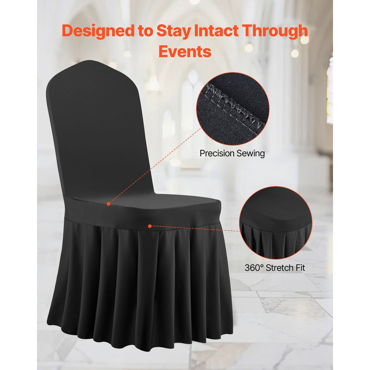 30 Pcs Black Chair Covers, Polyester Spandex Chair Cover, Stretch Slipcovers for Wedding Party Dining Banquet Flat-Front Chair Covers, Fits Chair Measures up to 20.08 x 17.72 x 37.4 inch