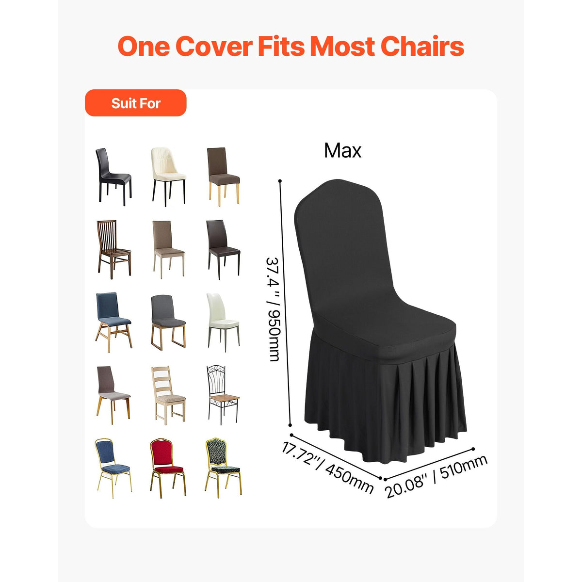 30 Pcs Black Chair Covers, Polyester Spandex Chair Cover, Stretch Slipcovers for Wedding Party Dining Banquet Flat-Front Chair Covers, Fits Chair Measures up to 20.08 x 17.72 x 37.4 inch