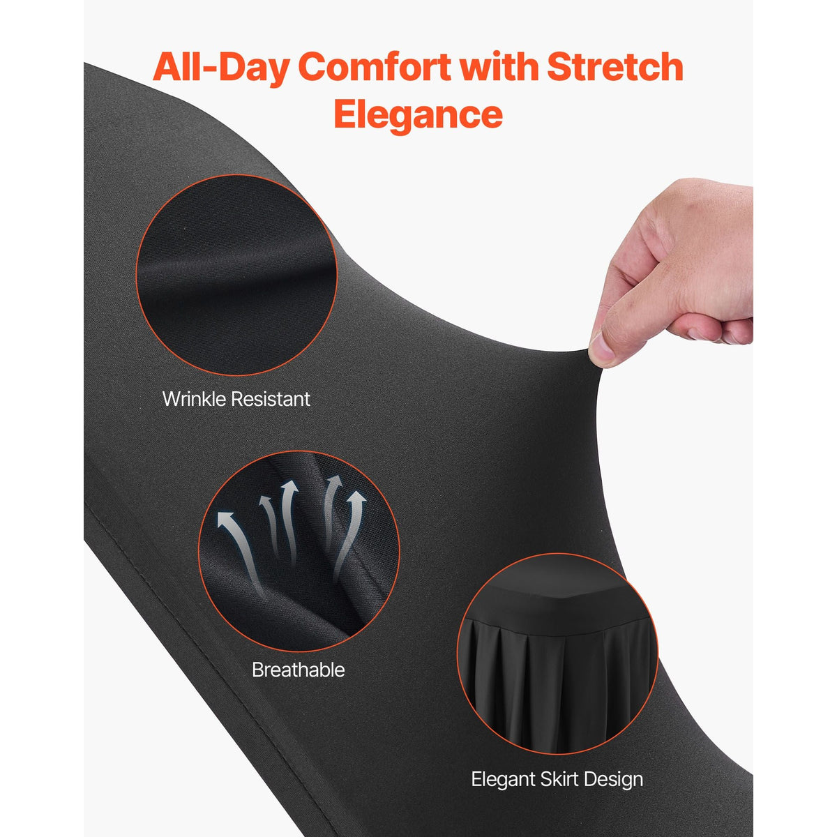 30 Pcs Black Chair Covers, Polyester Spandex Chair Cover, Stretch Slipcovers for Wedding Party Dining Banquet Flat-Front Chair Covers, Fits Chair Measures up to 20.08 x 17.72 x 37.4 inch
