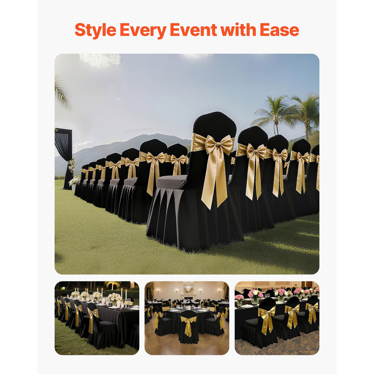 30 Pcs Black Chair Covers, Polyester Spandex Chair Cover, Stretch Slipcovers for Wedding Party Dining Banquet Flat-Front Chair Covers, Fits Chair Measures up to 20.08 x 17.72 x 37.4 inch