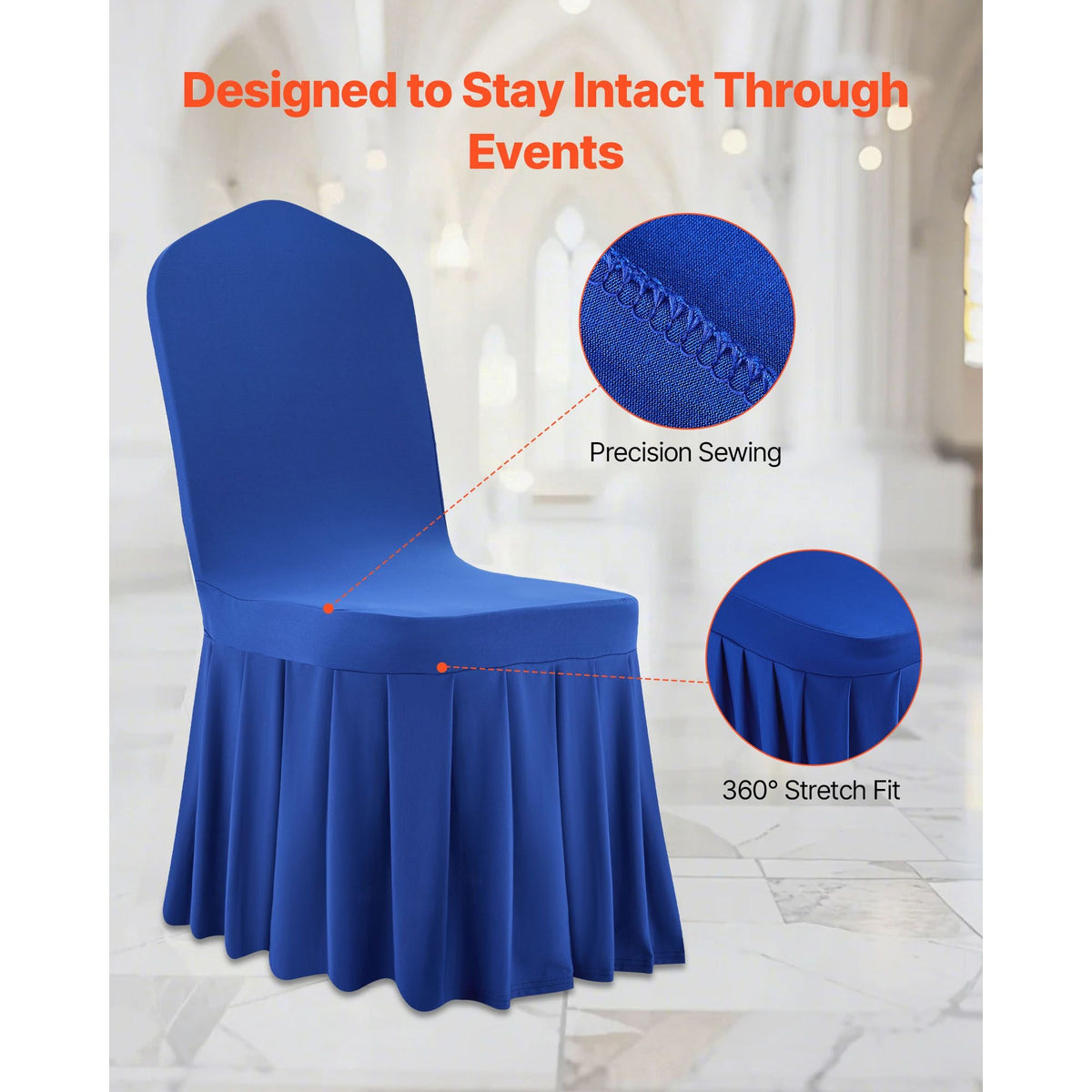 30 Pcs Blue Chair Covers, Polyester Spandex Chair Cover, Stretch Slipcovers for Wedding Party Dining Banquet Flat-Front Chair Covers, Fits Chair Measures up to 20.08 x 17.72 x 37.4 inch