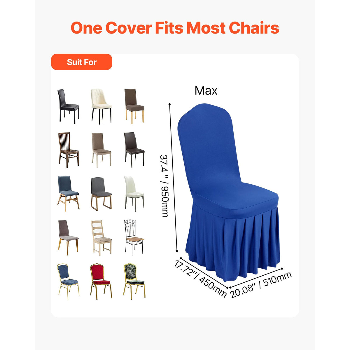 30 Pcs Blue Chair Covers, Polyester Spandex Chair Cover, Stretch Slipcovers for Wedding Party Dining Banquet Flat-Front Chair Covers, Fits Chair Measures up to 20.08 x 17.72 x 37.4 inch